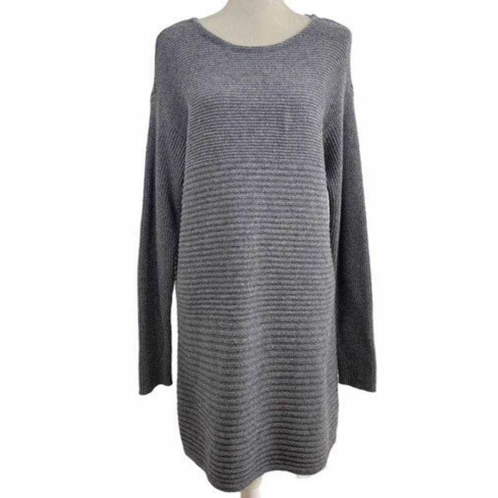 J. Jill Gray‎ Ribbed Knit Sweater Dress Cotton Wool Silk Blend XL